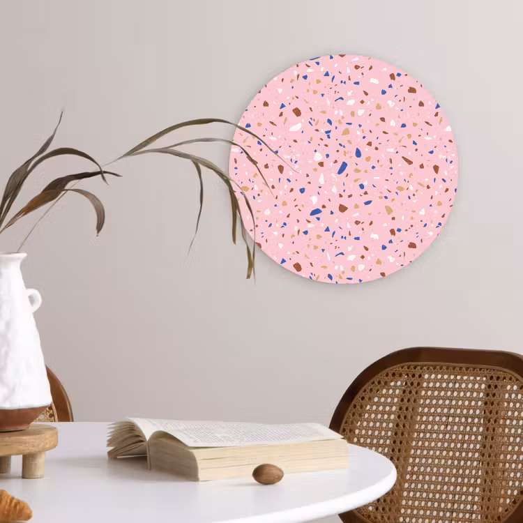Muurcirkel - Terrazzo - Patroon - Kleurrijk - Roze — 4