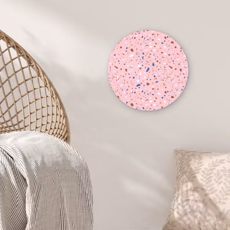 Muurcirkel - Terrazzo - Patroon - Kleurrijk - Roze — 5