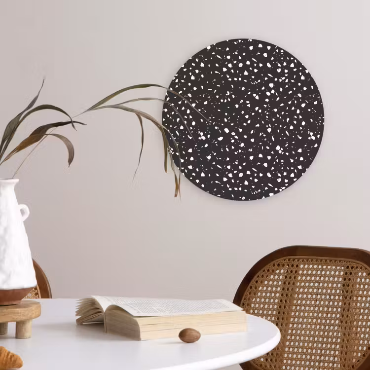 Muurcirkel - Terrazzo - Patroon - Zwart - Wit — 4