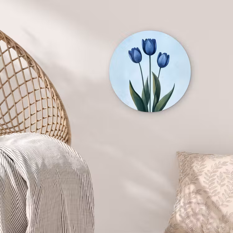 Muurcirkel - Tulpen - Blauw - Bladeren — 5