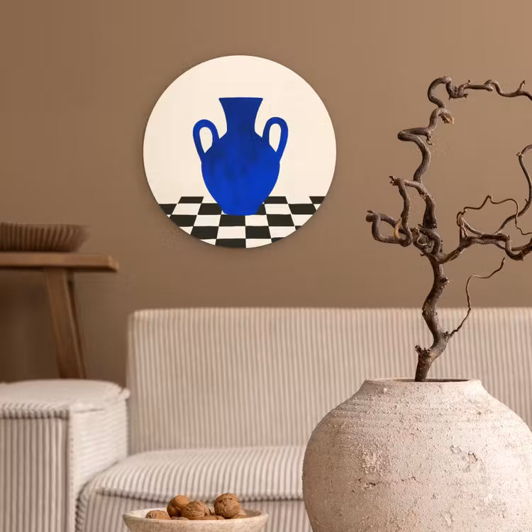 Muurcirkel - Vaas - Blauw - Geblokt - Modern — 2