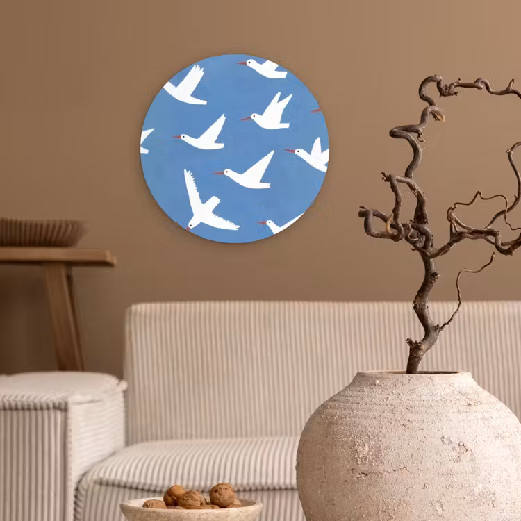 Muurcirkel - Vogels - Wit - Patroon — 2
