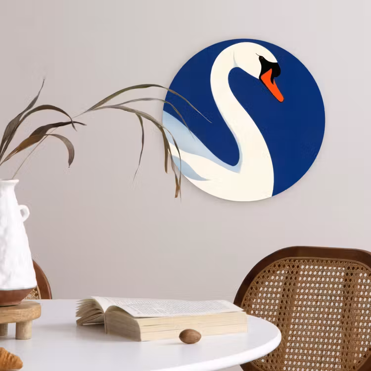 Muurcirkel - Zwaan - Wit - Snavel - Illustratie — 4