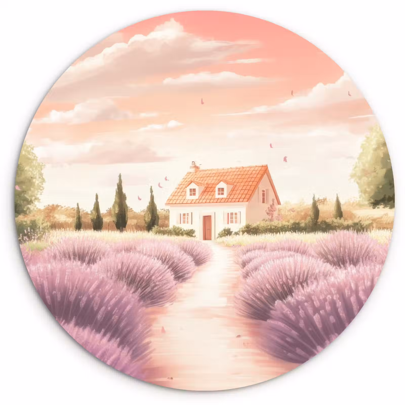 Muurcirkel - Lavendelveld - Huis - Paars — 1