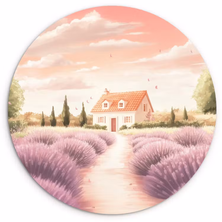 Muurcirkel - Lavendelveld - Huis - Paars — 1