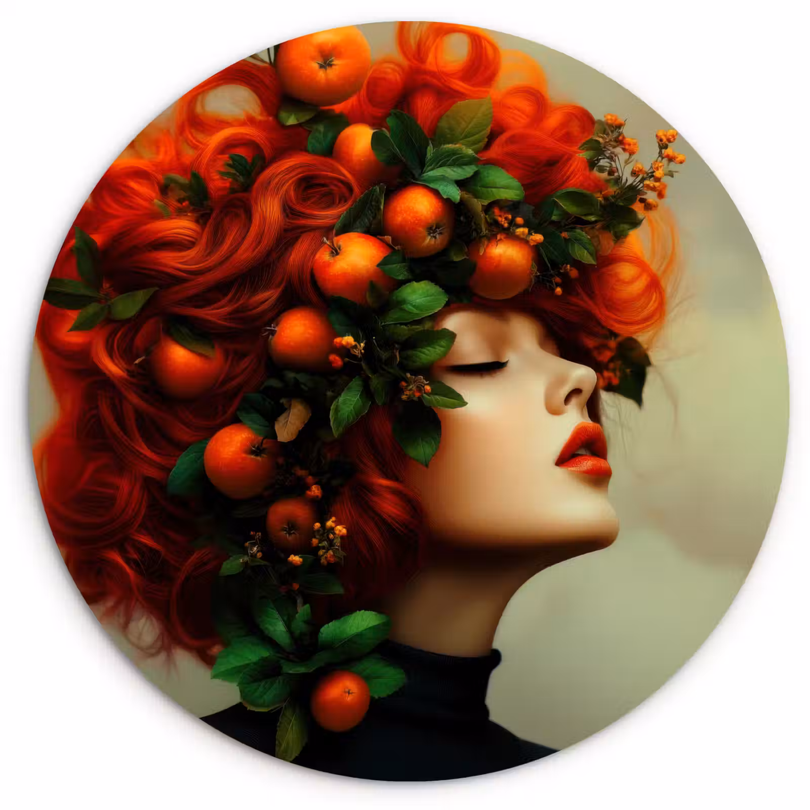 Muurcirkel - Vrouw - Appels - Rood - Bladeren — 1