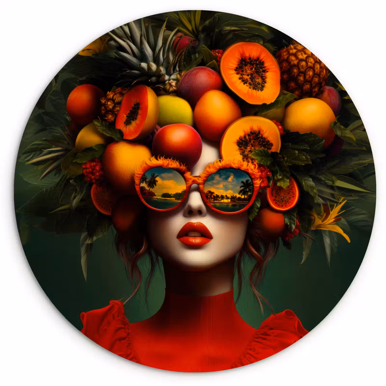 Muurcirkel - Vrouw - Vruchten - Papaja - Ananas — 1
