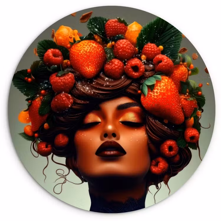 Muurcirkel - Vrouw - Chocolade - Frambozen - Aardbeien - Koekjes — 1