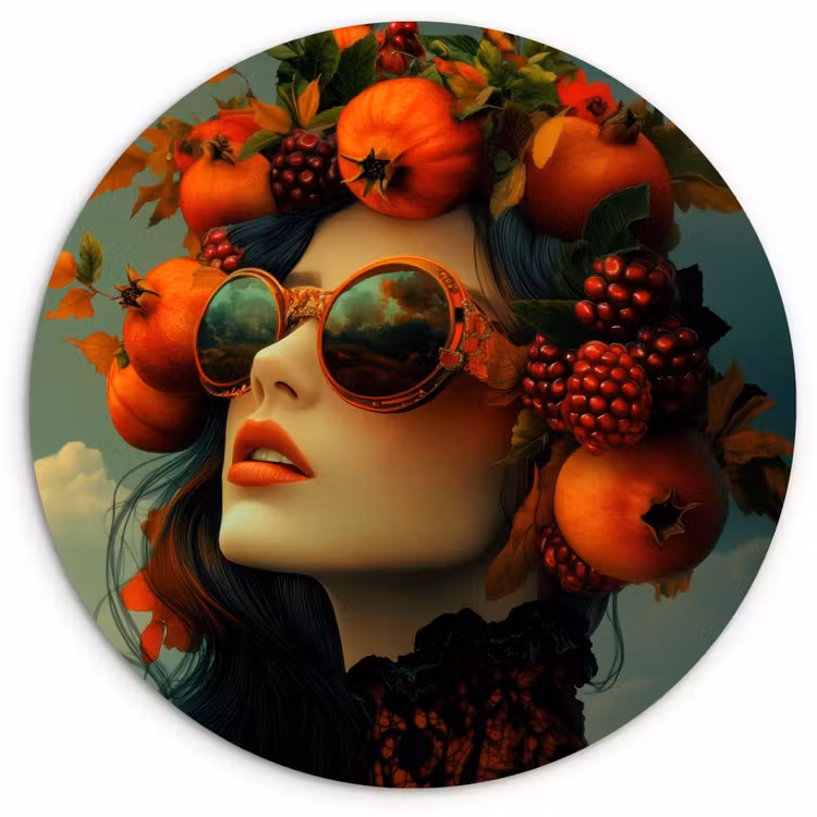 Muurcirkel - Vrouw - Granaatappel - Herfst - Zonnebril — 1