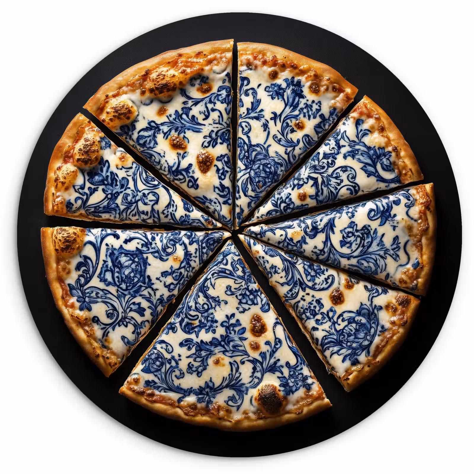 Muurcirkel - Pizza - Eten - Delftsblauw — 1