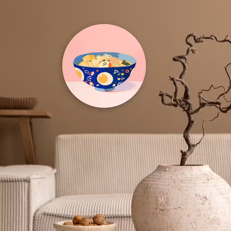 Muurcirkel - Noodles - Kom - Blauw - Illustratie — 2