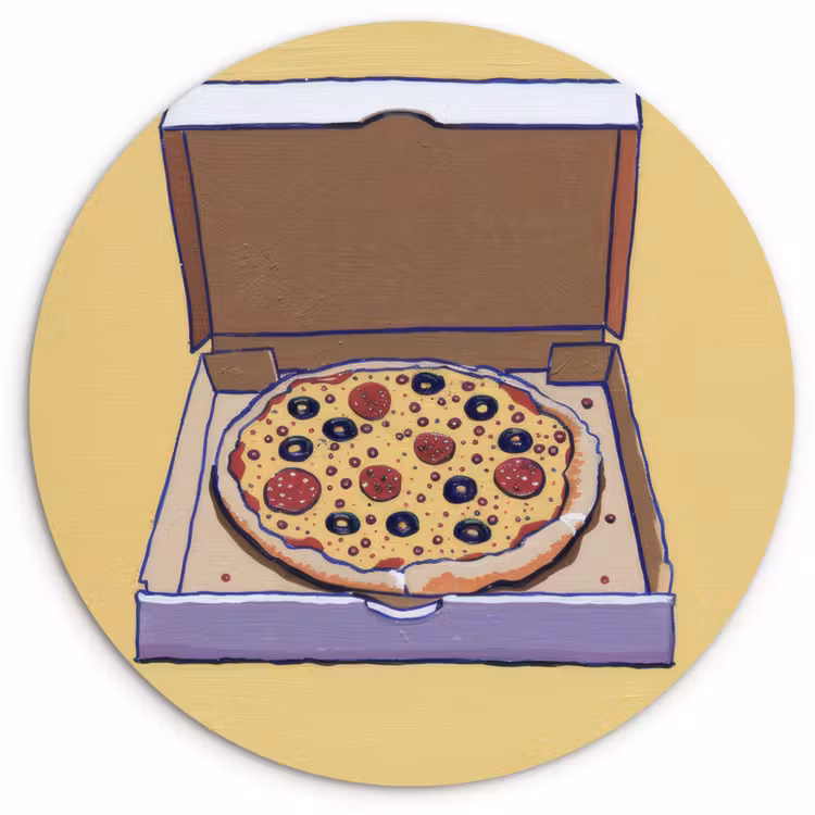 Muurcirkel - Pizza - Doos - Salami - Illustratie — 1