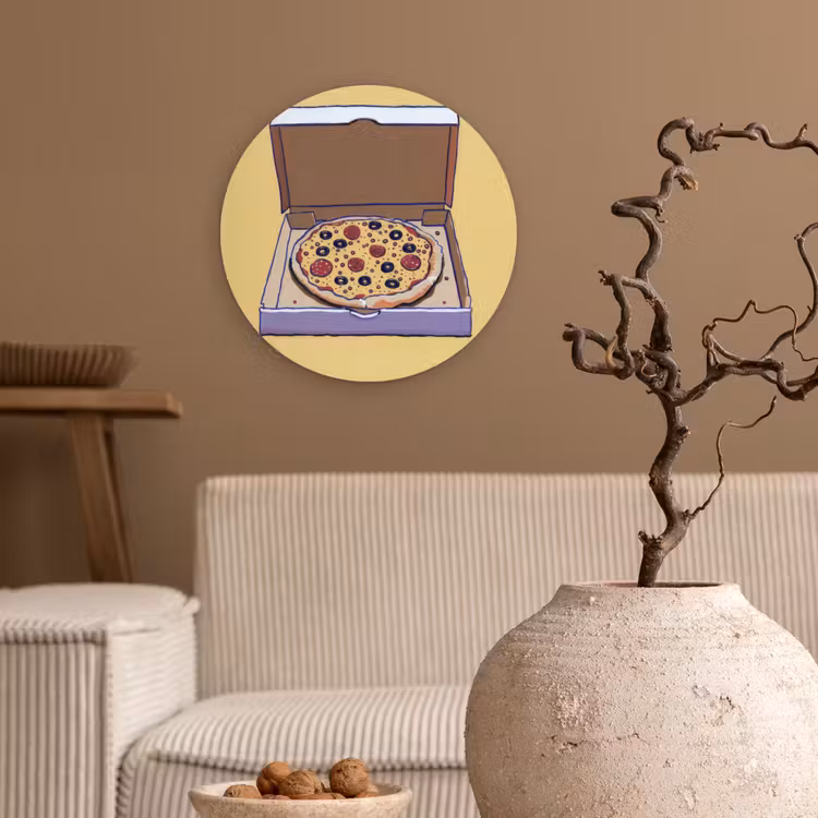 Muurcirkel - Pizza - Doos - Salami - Illustratie — 2