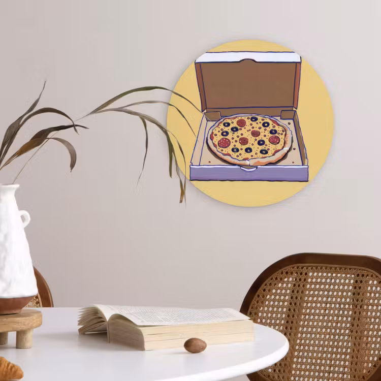 Muurcirkel - Pizza - Doos - Salami - Illustratie — 4
