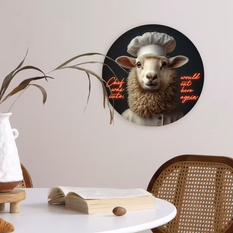 Muurcirkel - Schaap - Kokskleding - Neon - Quote — 4