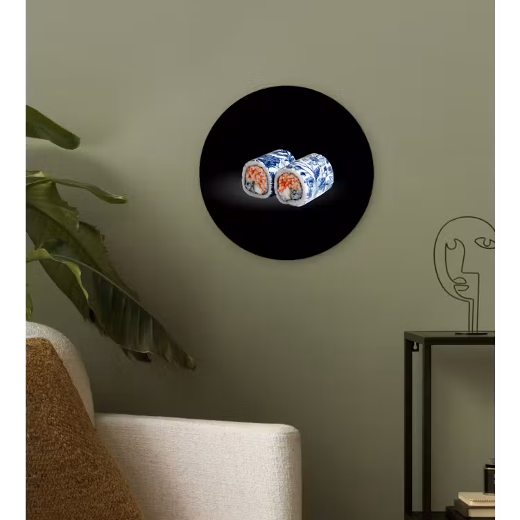 Muurcirkel - Sushi - Delfts blauw - Rijst - Vis - Elegant — 3