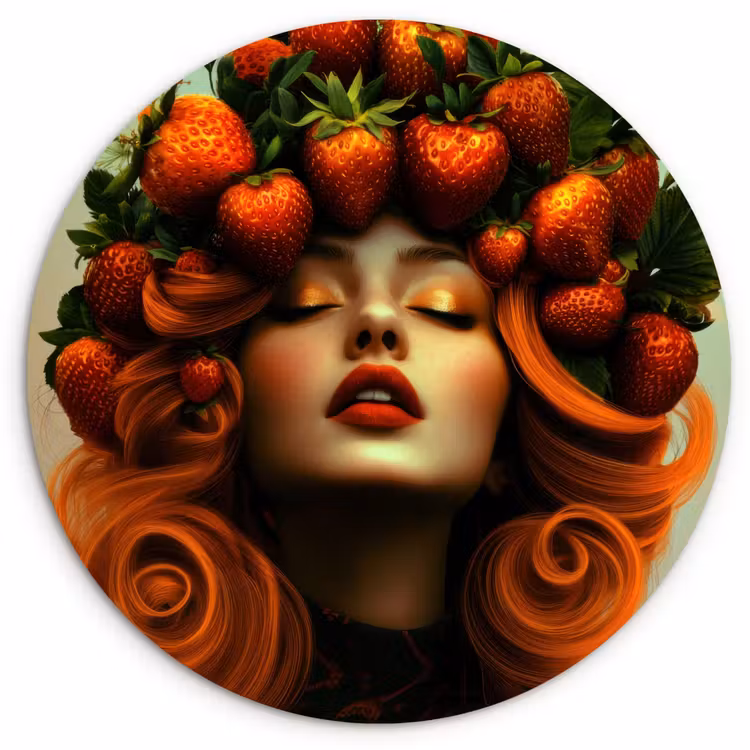 Muurcirkel - Vrouw - Aardbeien - Kroon — 1