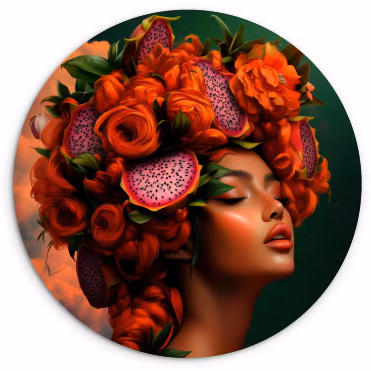 Muurcirkel - Vrouw - Drankenfruit - Rozen — 1