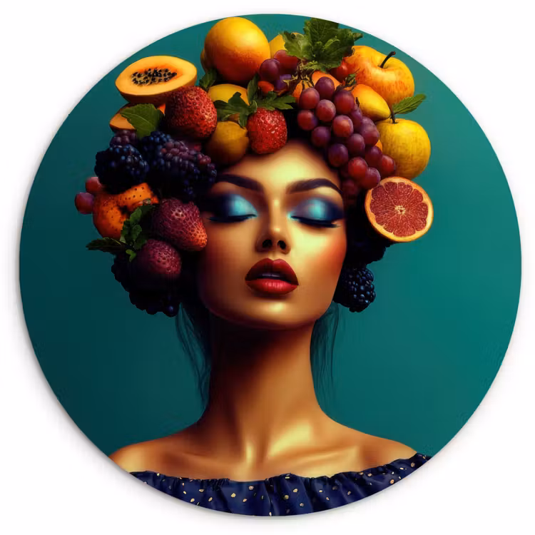 Muurcirkel - Vrouw - Hoodtooi - Tropisch - Fruit - Druiven — 1