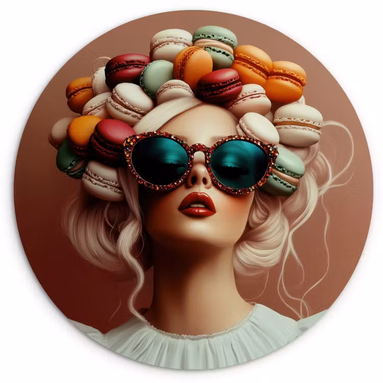 Muurcirkel - Vrouw - Macarons - Bril — 1
