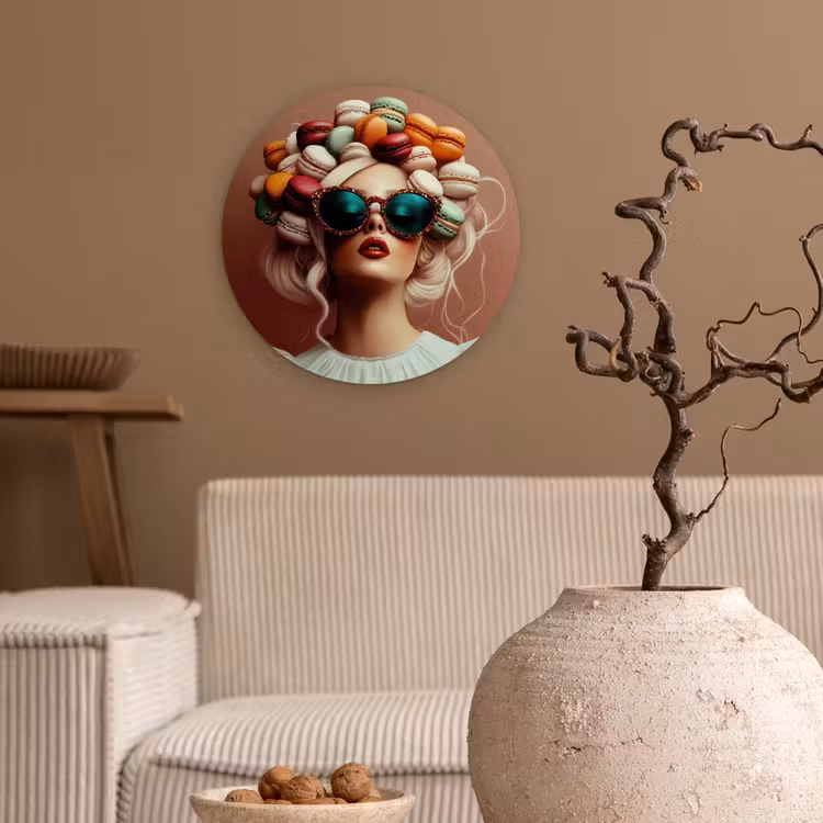 Muurcirkel - Vrouw - Macarons - Bril — 2