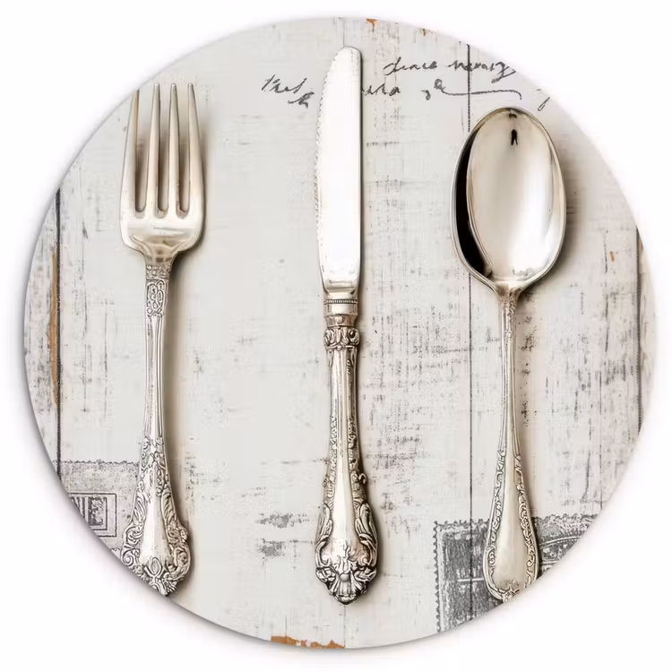 Muurcirkel - Zilver - Bestek - Hout — 1