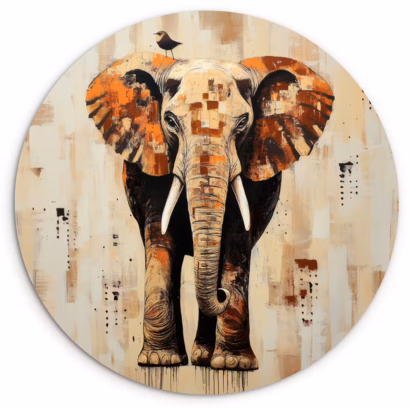 Muurcirkel - Olifant - Slurf - Mozaïek - Abstract — 1