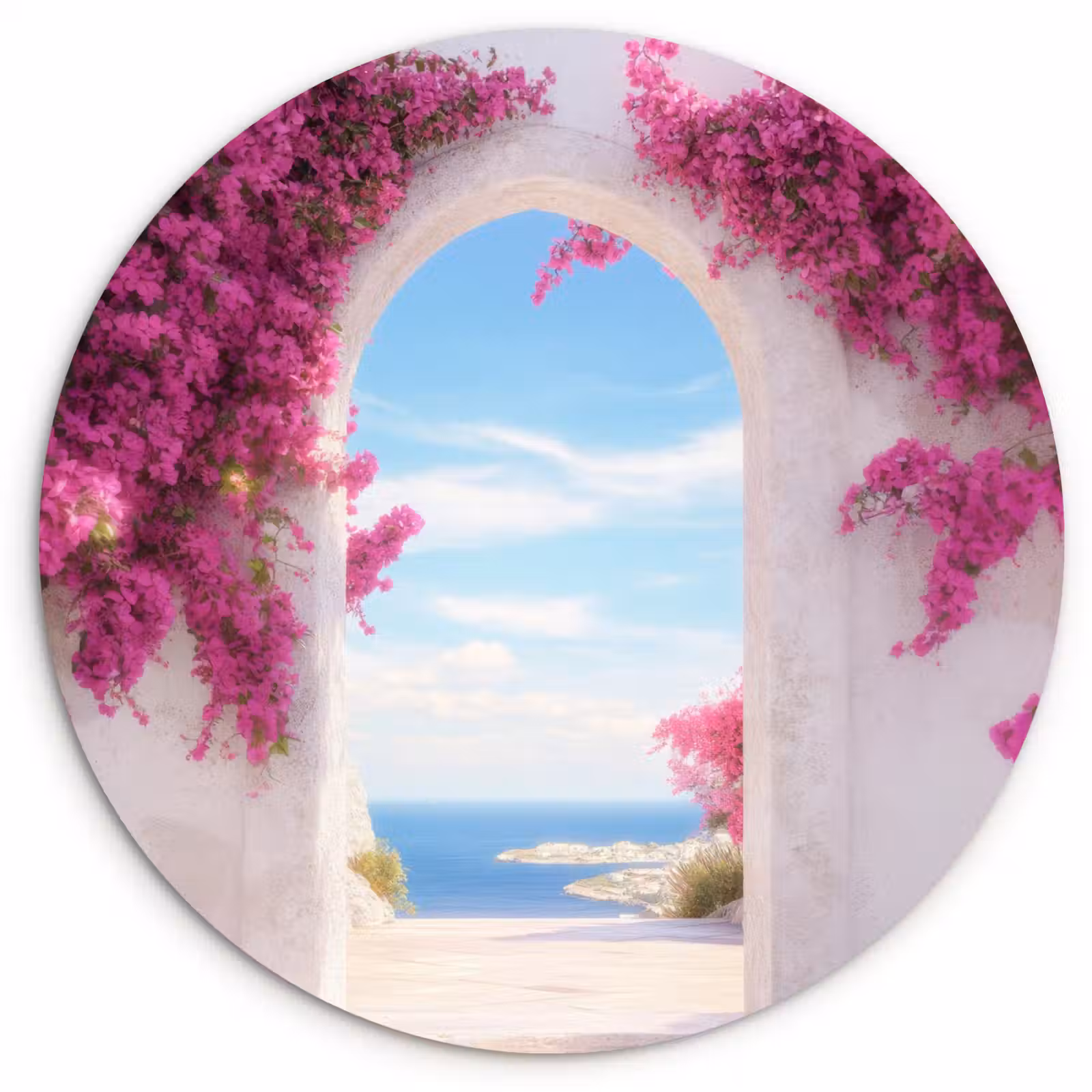Muurcirkel - Zee - Roze - Bloemen - Poort — 1