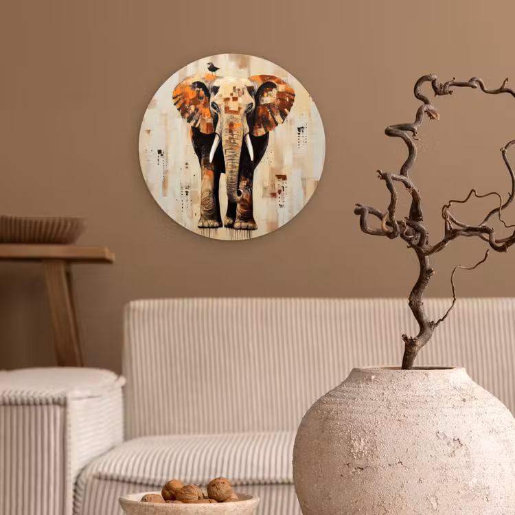 Muurcirkel - Olifant - Slurf - Mozaïek - Abstract — 2