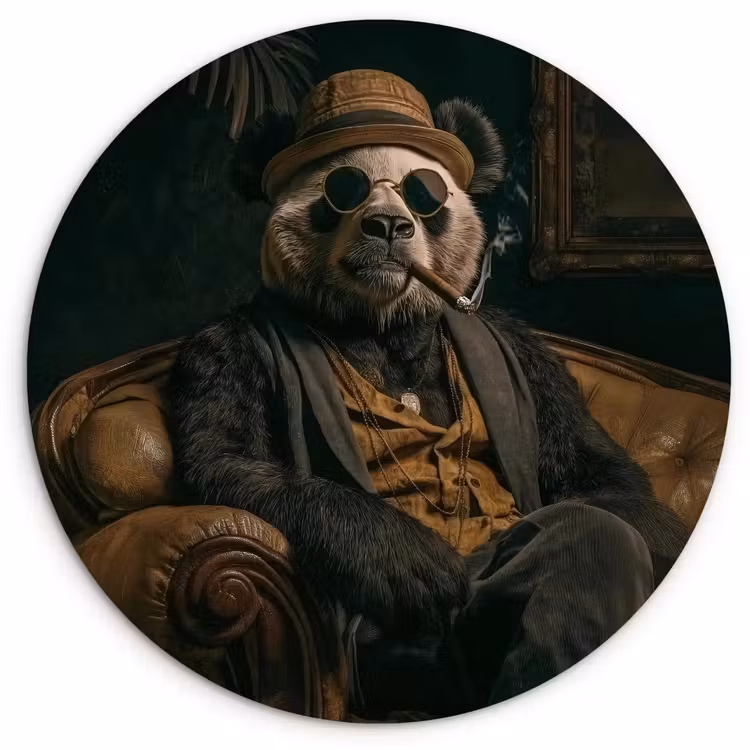 Muurcirkel - Panda - Hoed - Bril - Pak — 1