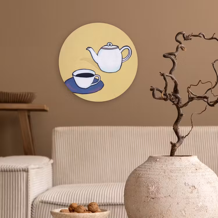 Muurcirkel - Theepot - Kopje - Beige - Illustratie — 2