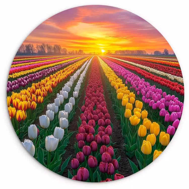 Muurcirkel - Tulpenveld - Zonsondergang - Kleurrijk — 1
