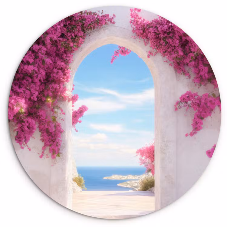 Muurcirkel - Zee - Roze - Bloemen - Poort — 1