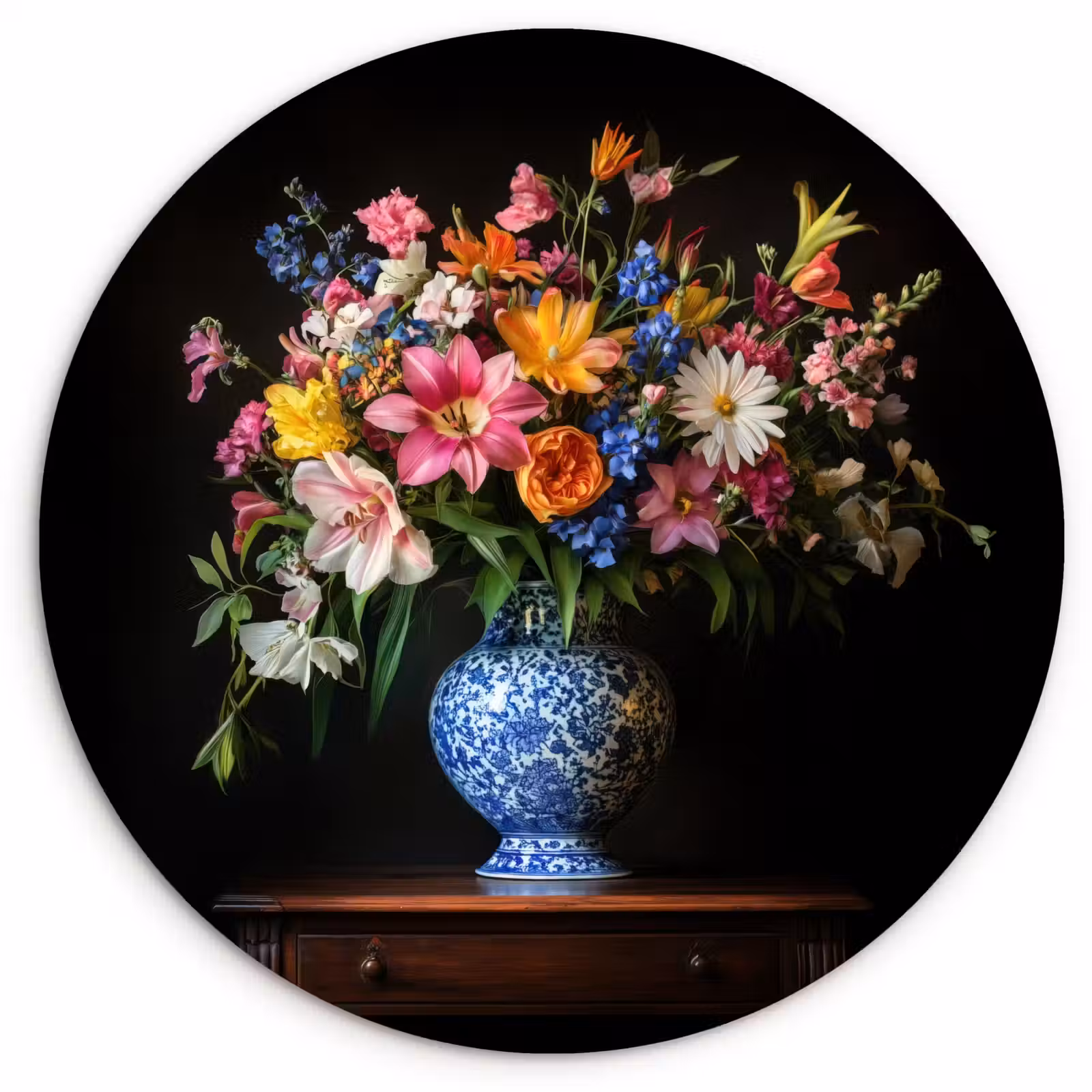 Muurcirkel - Kleur - Vaas - Bloemen - Boeket — 1