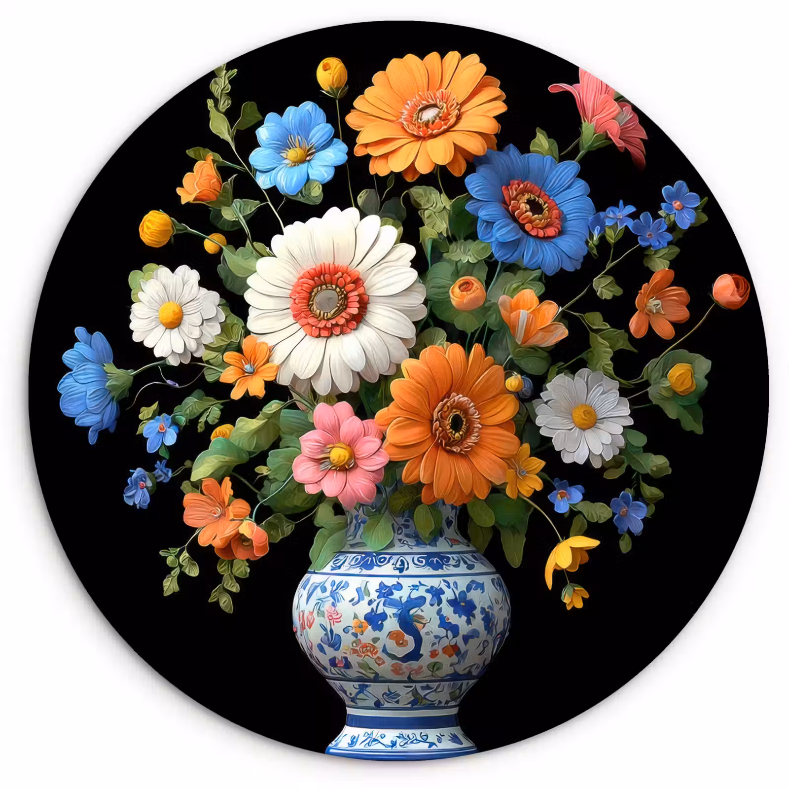 Muurcirkel - Vaas - Boeket - Bloemen - Kleur — 1