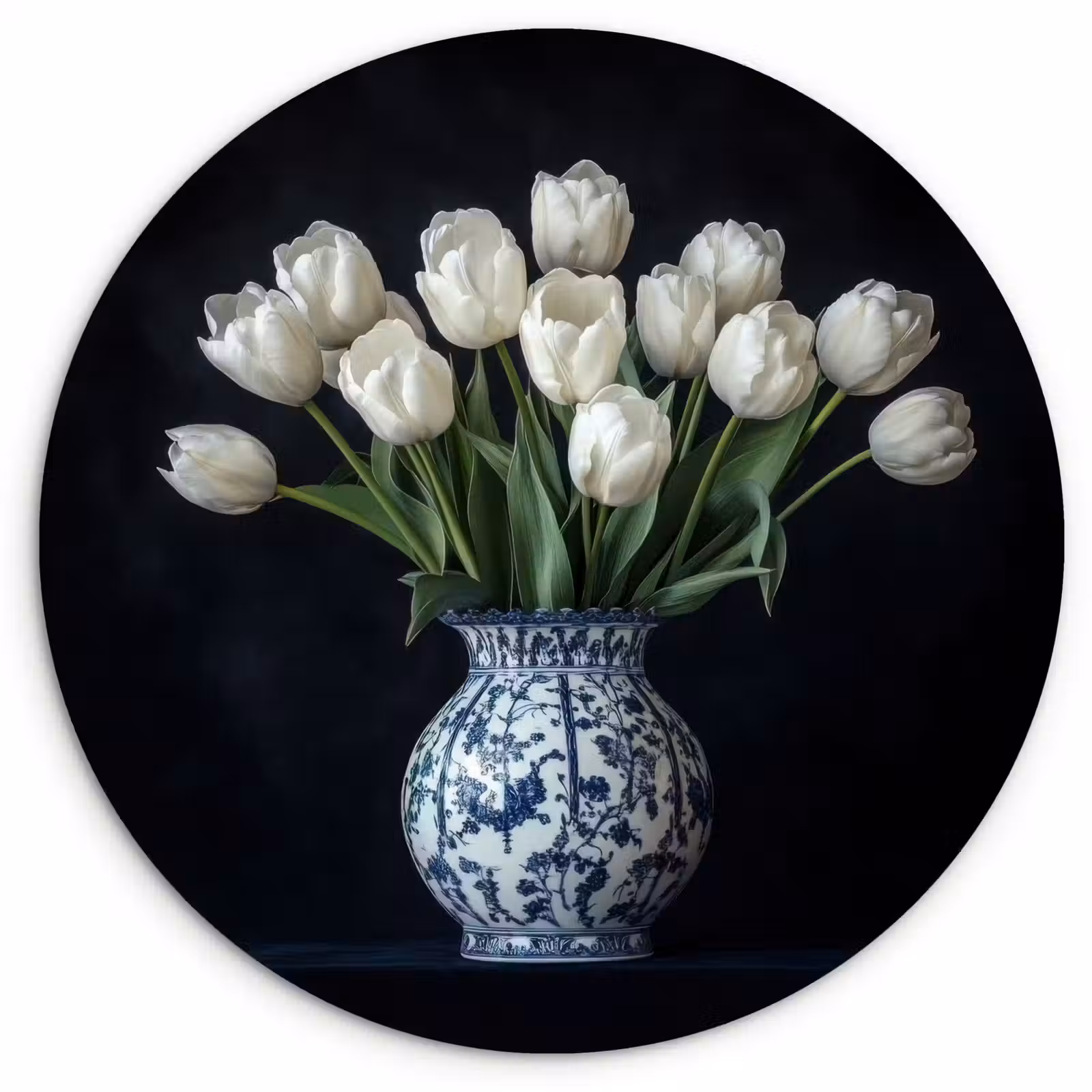 Muurcirkel - Wit - Bloemen - Tulpen - Vaas — 1