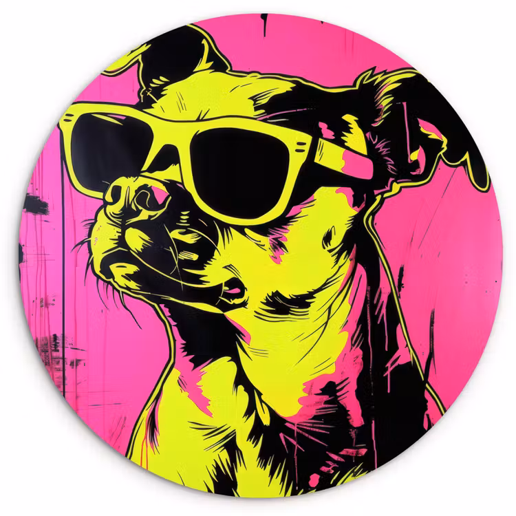 Muurcirkel - Hond - Zonnebril - Roze - Art — 1