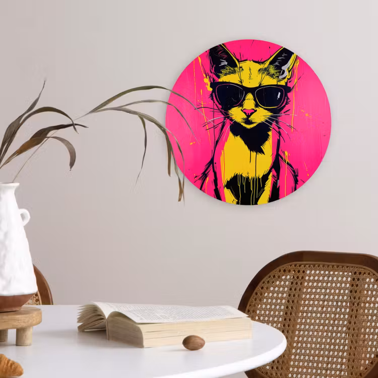 Muurcirkel - Kat - Art - Zonnebril - Roze — 4