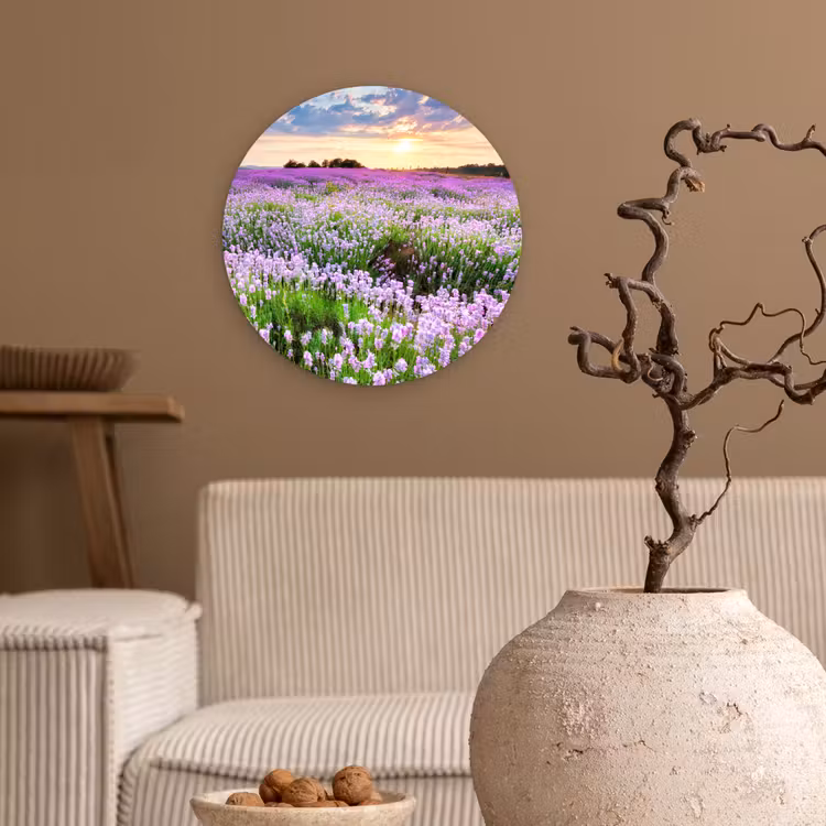 Muurcirkel - Lavendel - Bloemen - Zonsondergang - Paars - Weide — 2