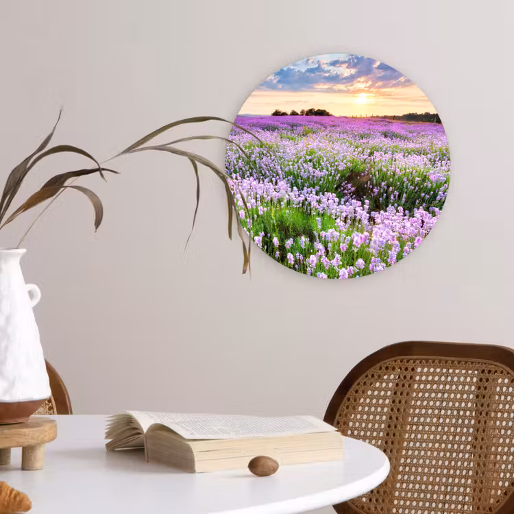 Muurcirkel - Lavendel - Bloemen - Zonsondergang - Paars - Weide — 4