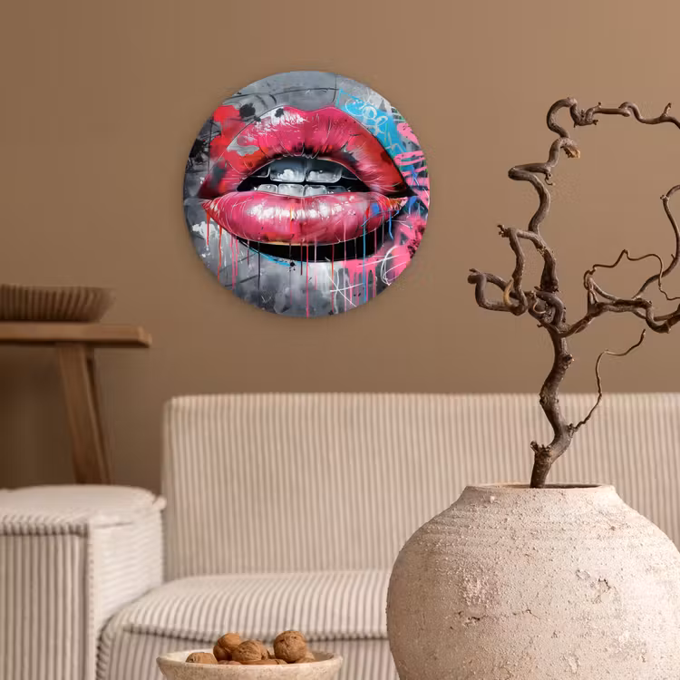 Muurcirkel - Lippen - Felroze - Graffiti - Verfstrepen — 2