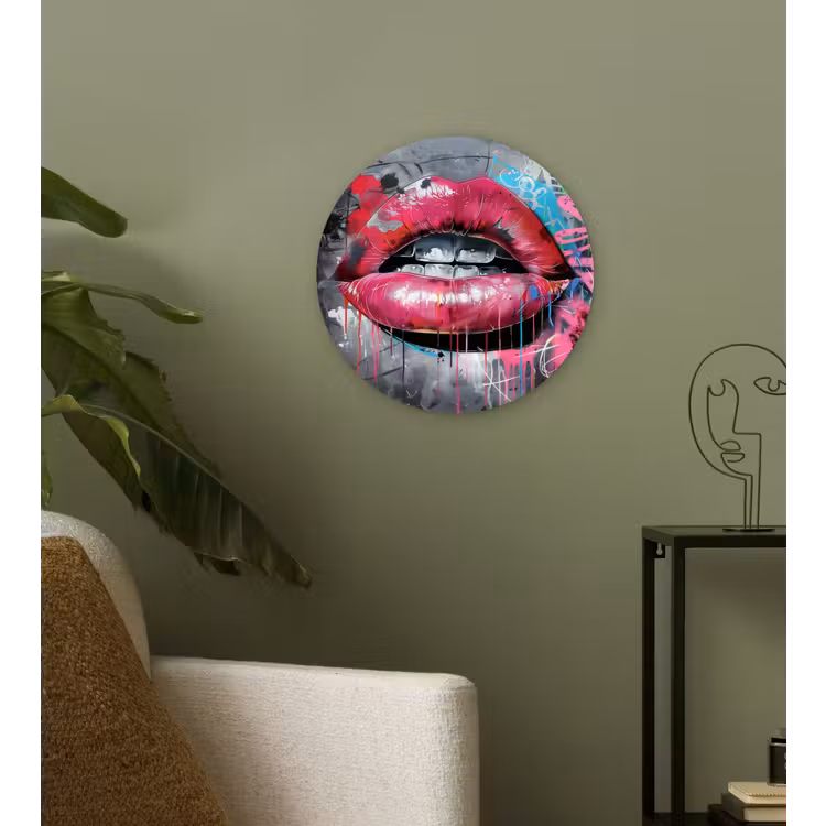 Muurcirkel - Lippen - Felroze - Graffiti - Verfstrepen — 3