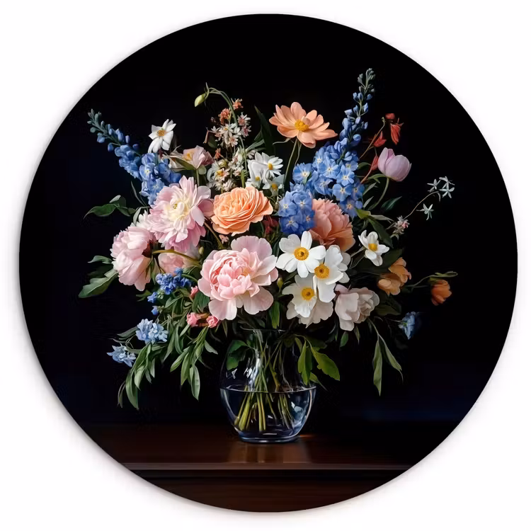 Muurcirkel - Pastel - Bloemen - Glazen - Vaas — 1
