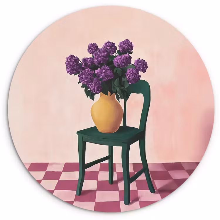 Muurcirkel - Stoel - Vaas - Bloemen - Geblokt — 1