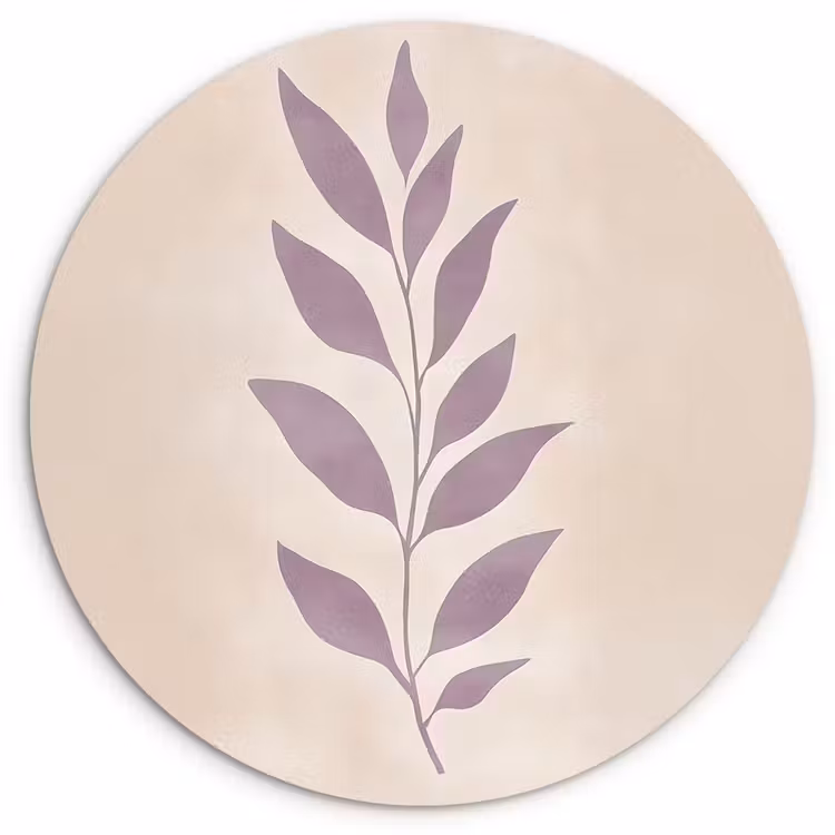 Muurcirkel - Tak - Bladeren - Minimalistisch - Beige — 1