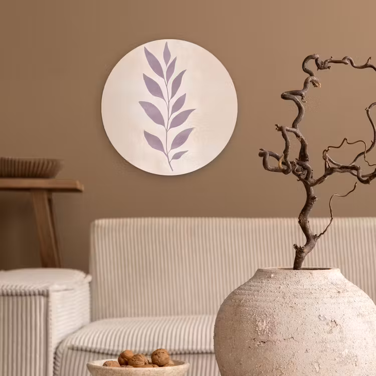 Muurcirkel - Tak - Bladeren - Minimalistisch - Beige — 2