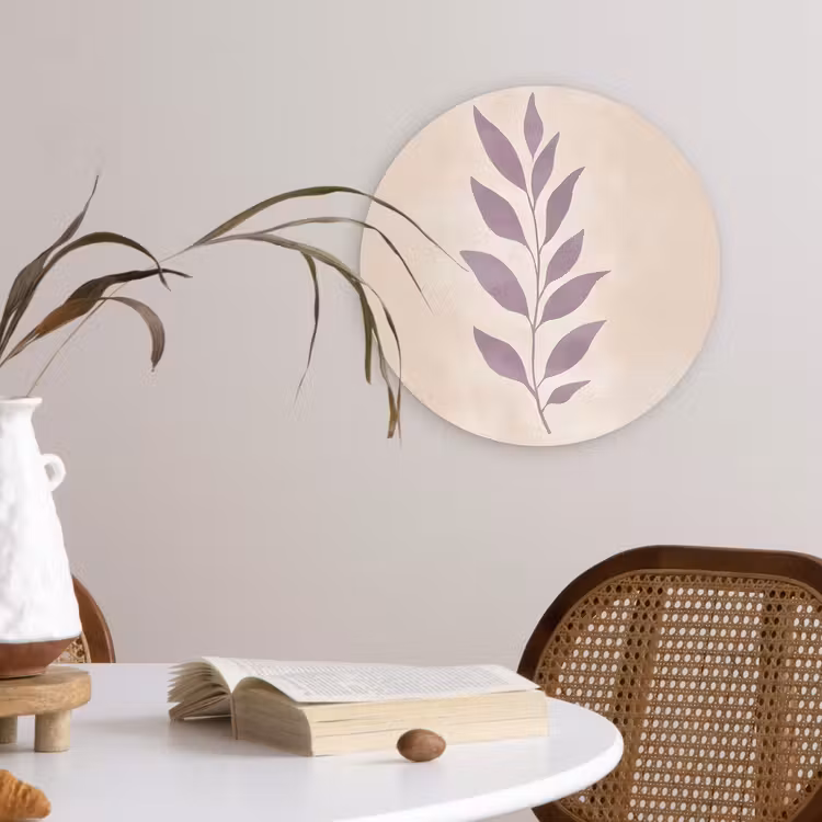 Muurcirkel - Tak - Bladeren - Minimalistisch - Beige — 4