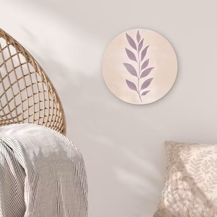 Muurcirkel - Tak - Bladeren - Minimalistisch - Beige — 5