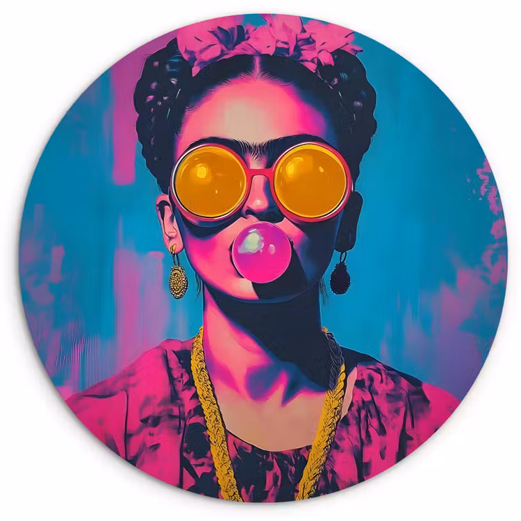 Muurcirkel - Vrouw - Kauwgom - Zonnebril - Oranje — 1