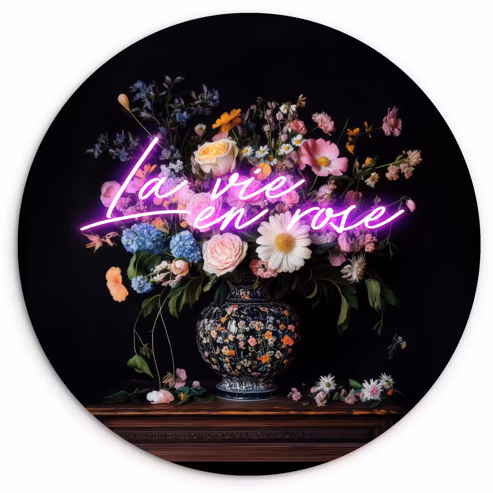Muurcirkel - Neon - Vaas - Bloemen — 1
